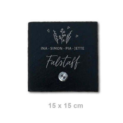 Klingelschild aus Schiefer - Motiv WIESE - Jeske Design