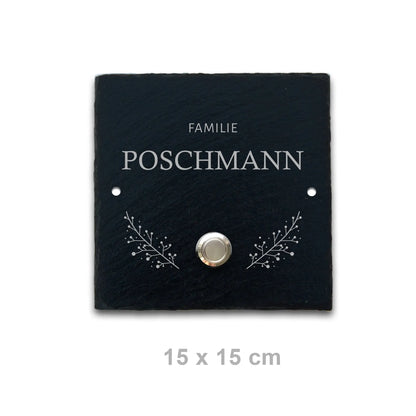 Klingelschild aus Schiefer - Motiv POSCHMANN - Jeske Design