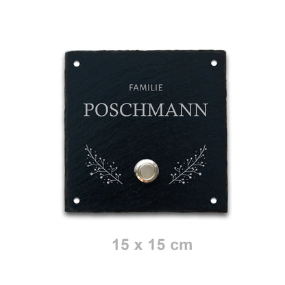 Klingelschild aus Schiefer - Motiv POSCHMANN - Jeske Design