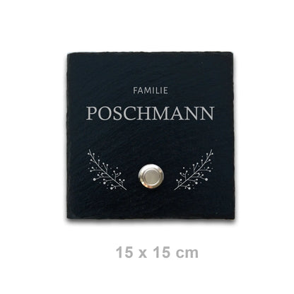 Klingelschild aus Schiefer - Motiv POSCHMANN - Jeske Design