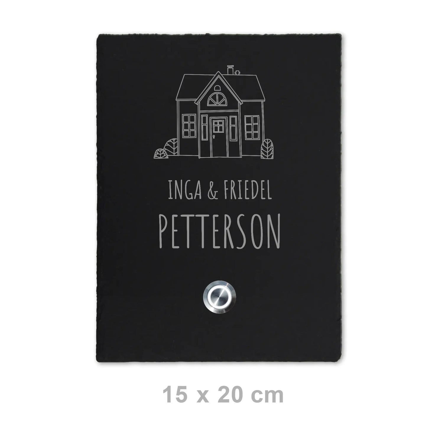 Klingelschild aus Schiefer - Motiv SCHWEDENHAUS - Jeske Design