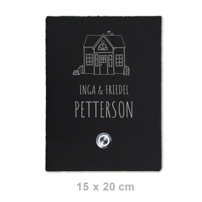 Klingelschild aus Schiefer - Motiv SCHWEDENHAUS - Jeske Design