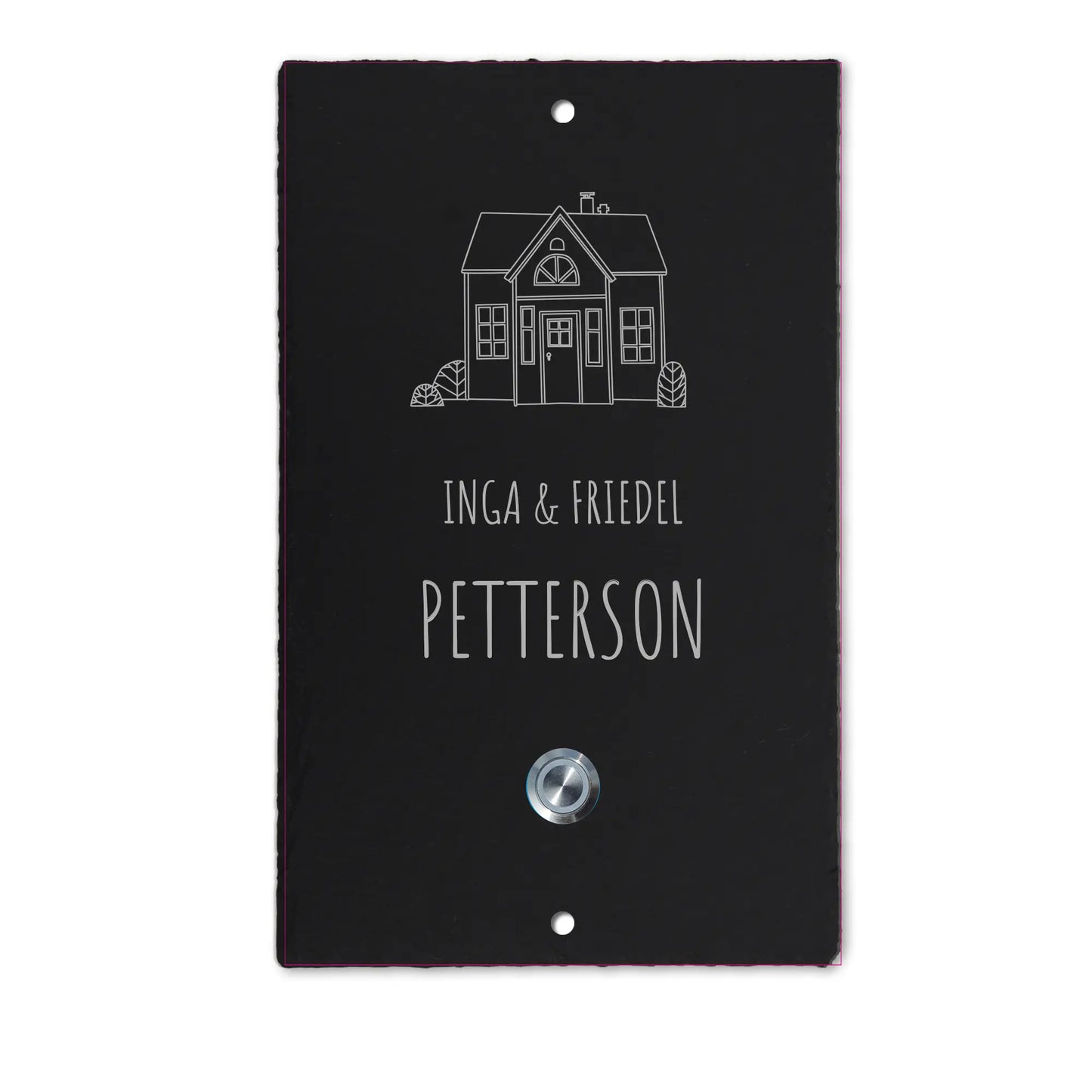 Klingelschild aus Schiefer - Motiv SCHWEDENHAUS - Jeske Design