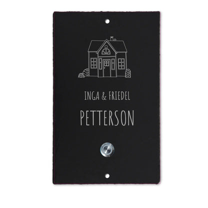 Klingelschild aus Schiefer - Motiv SCHWEDENHAUS - Jeske Design
