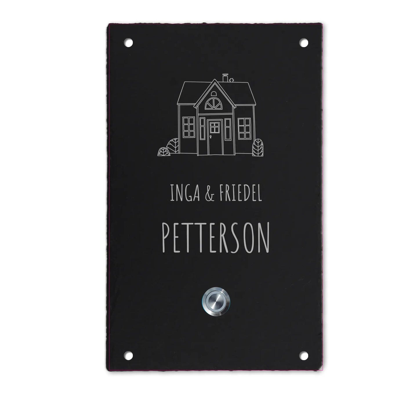 Klingelschild aus Schiefer - Motiv SCHWEDENHAUS - Jeske Design
