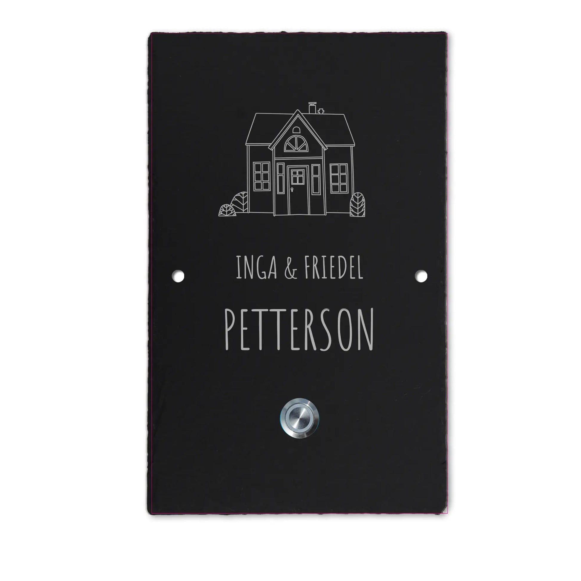 Klingelschild aus Schiefer - Motiv SCHWEDENHAUS - Jeske Design