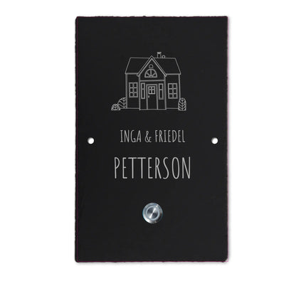 Klingelschild aus Schiefer - Motiv SCHWEDENHAUS - Jeske Design