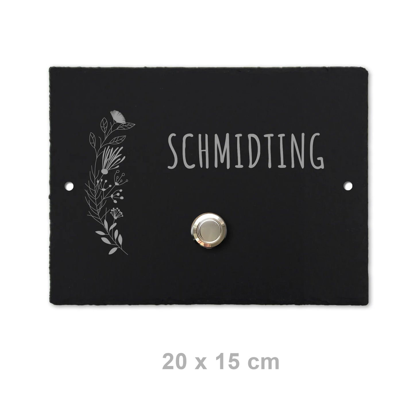 Klingelschild aus Schiefer - Motiv FLORALseite - Jeske Design