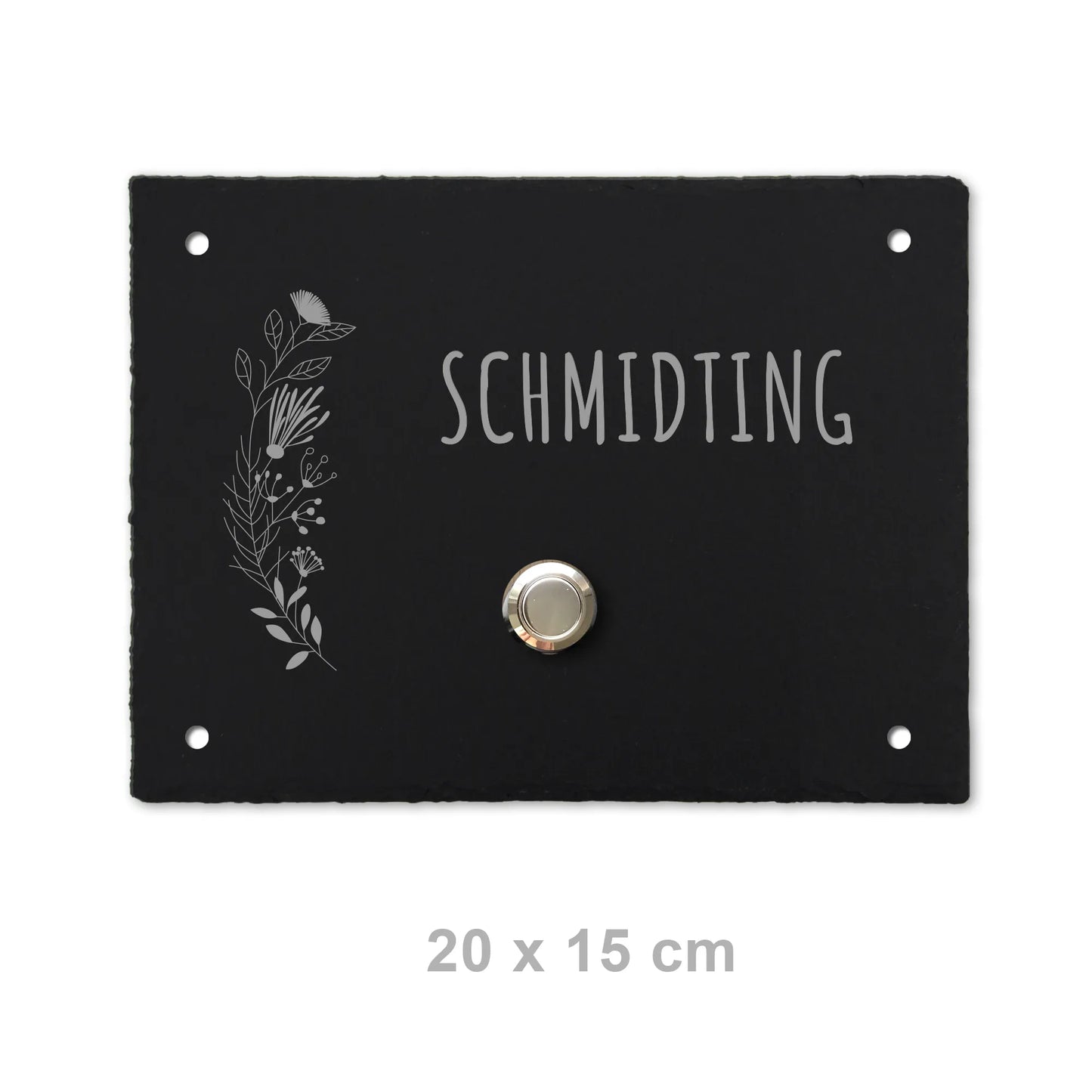 Klingelschild aus Schiefer - Motiv FLORALseite - Jeske Design