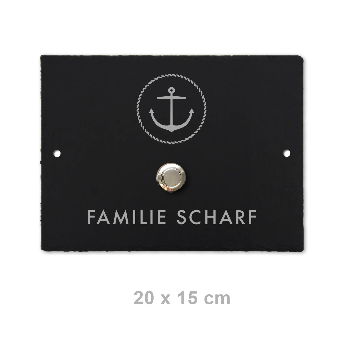 Klingelschild aus Schiefer - Motiv ANKER - Jeske Design