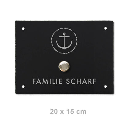 Klingelschild aus Schiefer - Motiv ANKER - Jeske Design