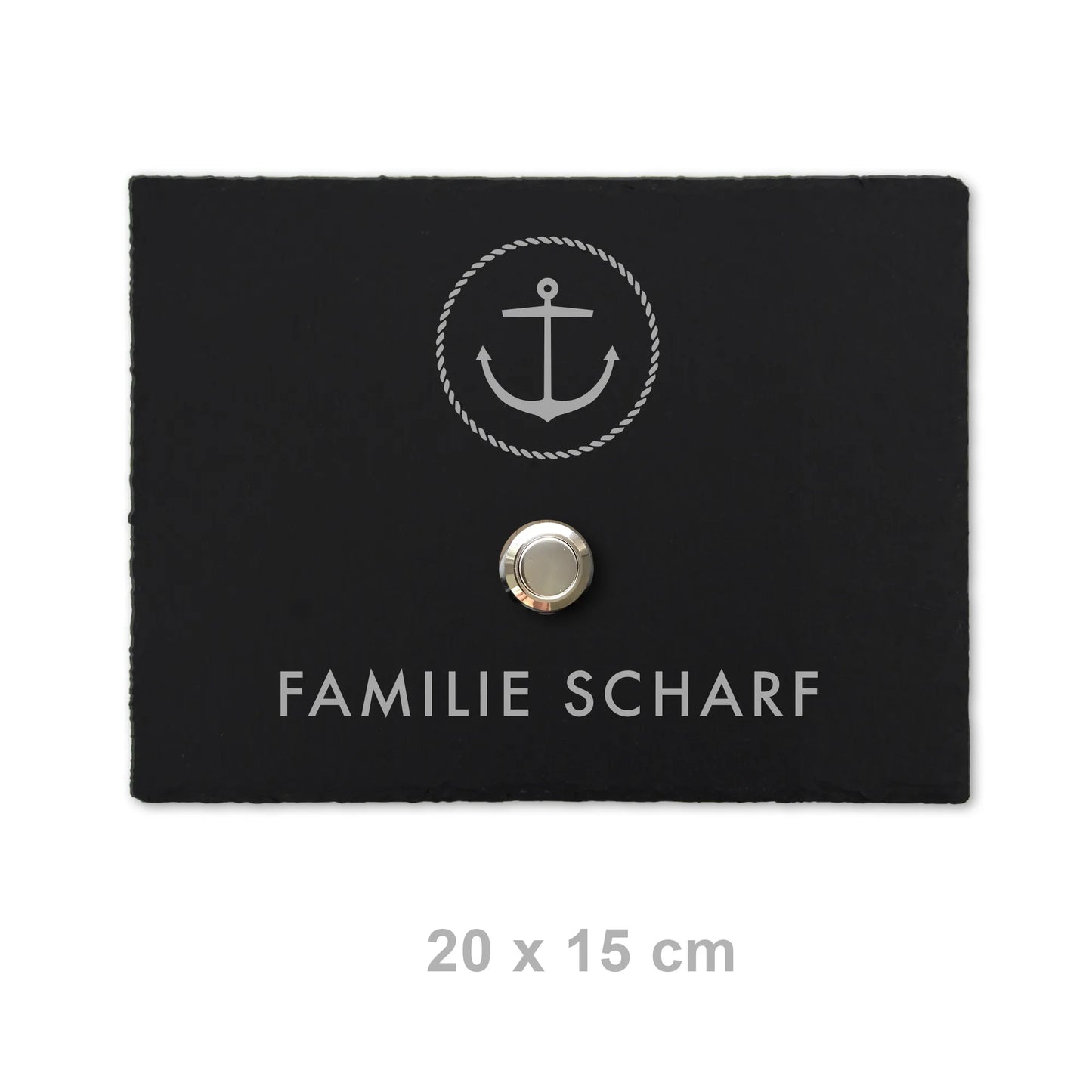 Klingelschild aus Schiefer - Motiv ANKER - Jeske Design