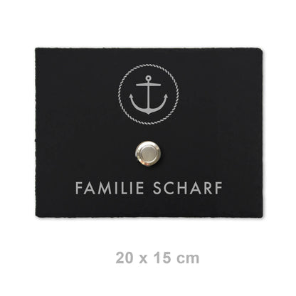Klingelschild aus Schiefer - Motiv ANKER - Jeske Design