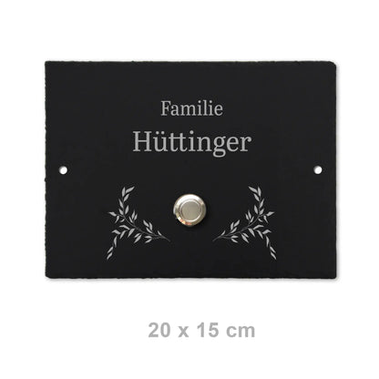 Klingelschild aus Schiefer - Motiv HÜTTINGER - Jeske Design
