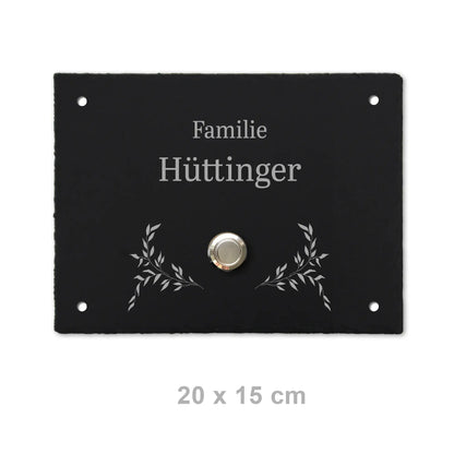 Klingelschild aus Schiefer - Motiv HÜTTINGER - Jeske Design
