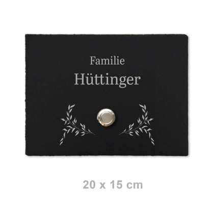 Klingelschild aus Schiefer - Motiv HÜTTINGER - Jeske Design