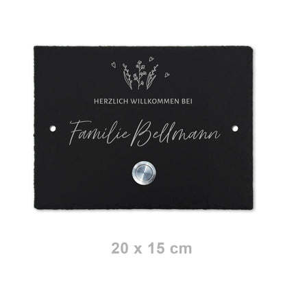 Klingelschild aus Schiefer - Motiv WIESE - Jeske Design