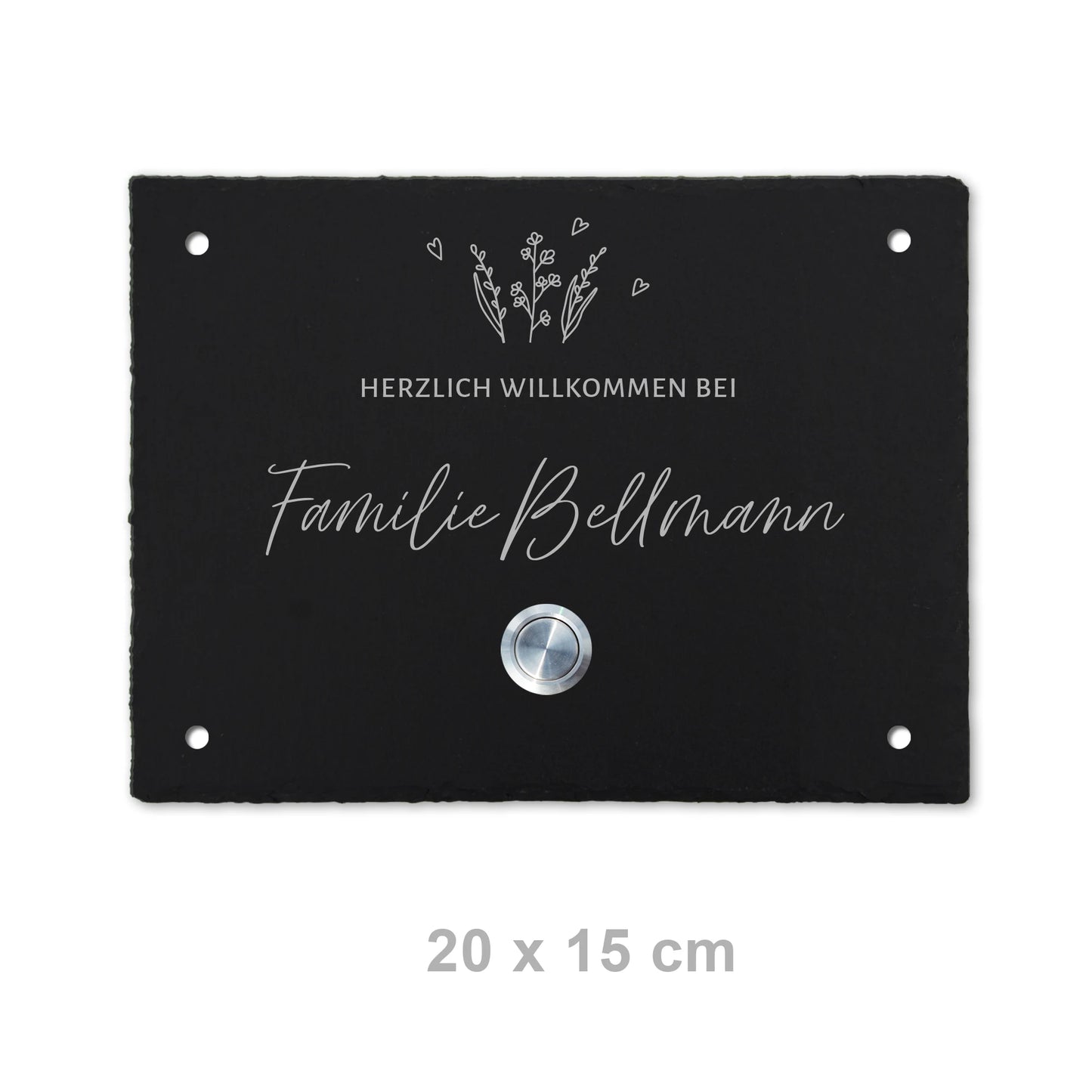 Klingelschild aus Schiefer - Motiv WIESE - Jeske Design