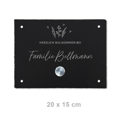 Klingelschild aus Schiefer - Motiv WIESE - Jeske Design