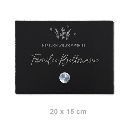 Klingelschild aus Schiefer - Motiv WIESE - Jeske Design