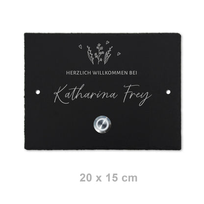 Klingelschild aus Schiefer - Motiv WIESE - Jeske Design
