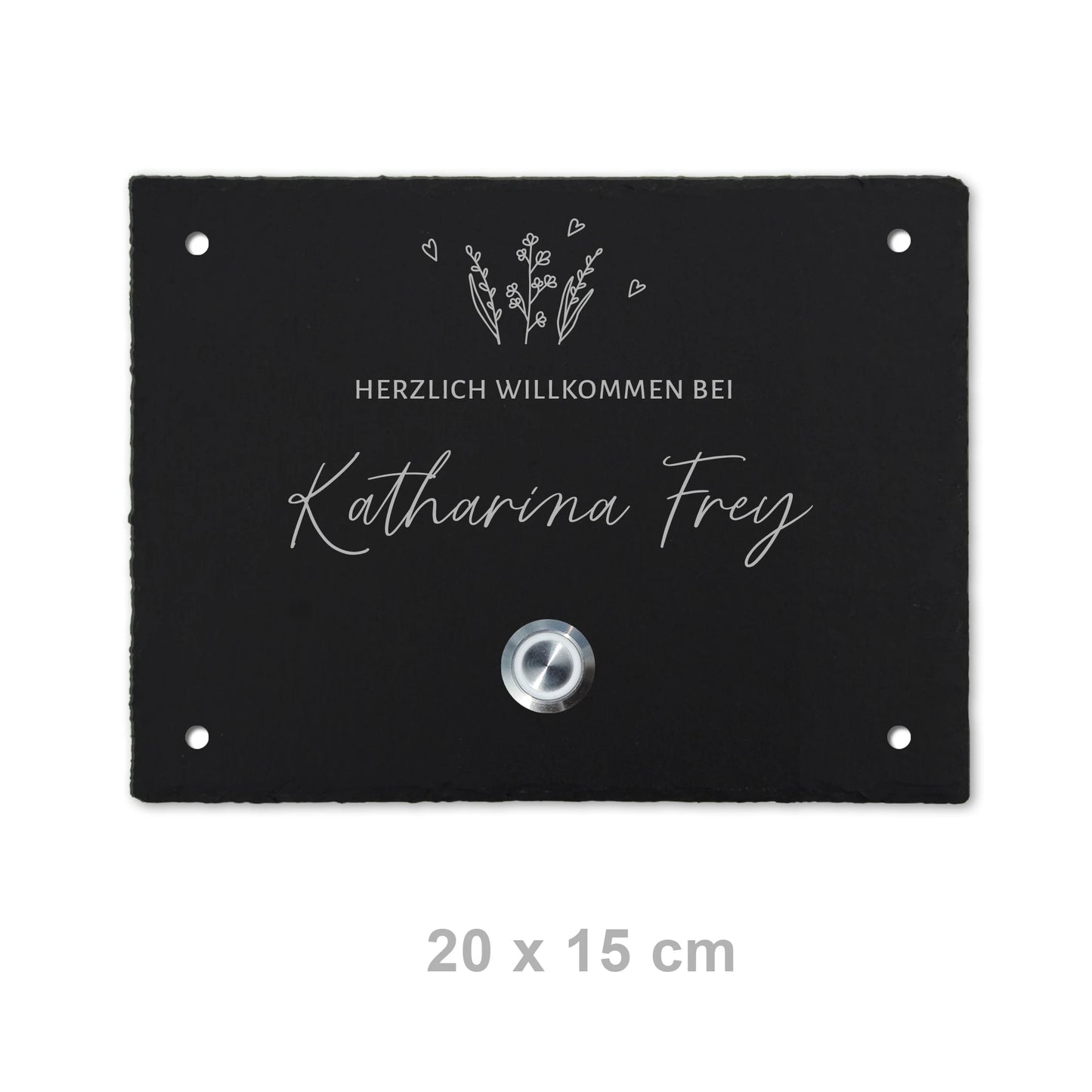 Klingelschild aus Schiefer - Motiv WIESE - Jeske Design