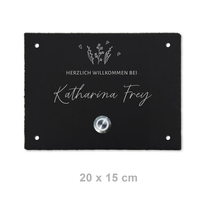 Klingelschild aus Schiefer - Motiv WIESE - Jeske Design