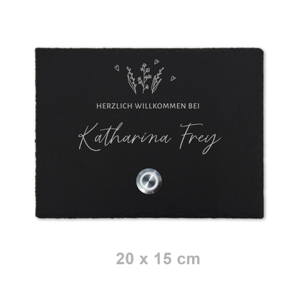 Klingelschild aus Schiefer - Motiv WIESE - Jeske Design
