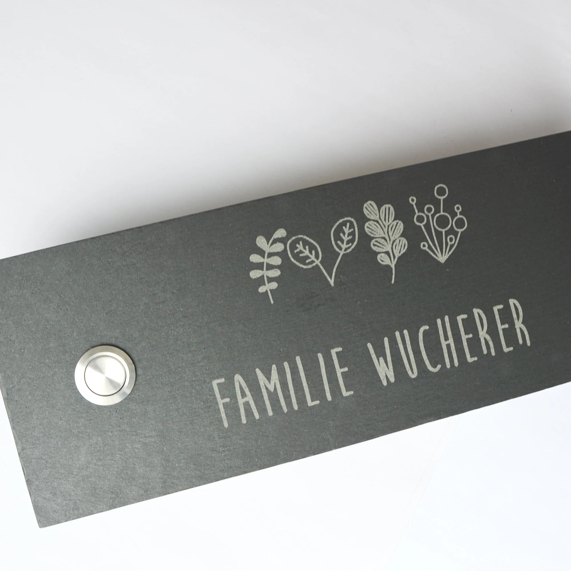 Klingelschild aus Schiefer - Motiv HARMS - Jeske Design