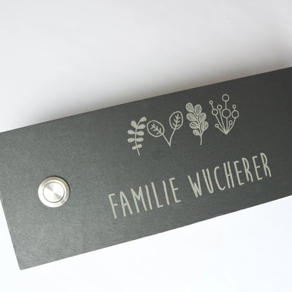 Klingelschild aus Schiefer - Motiv HARMS - Jeske Design
