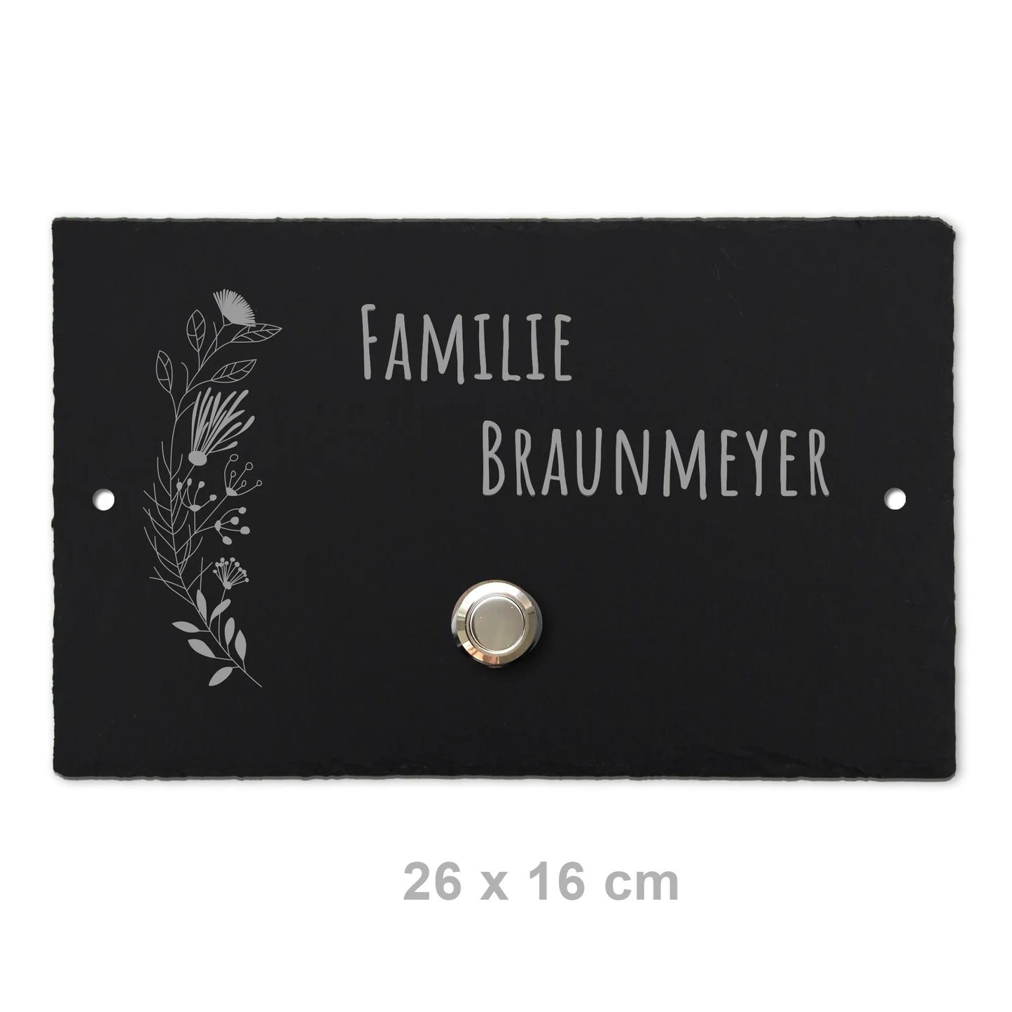 Klingelschild aus Schiefer - Motiv FLORALseite - Jeske Design