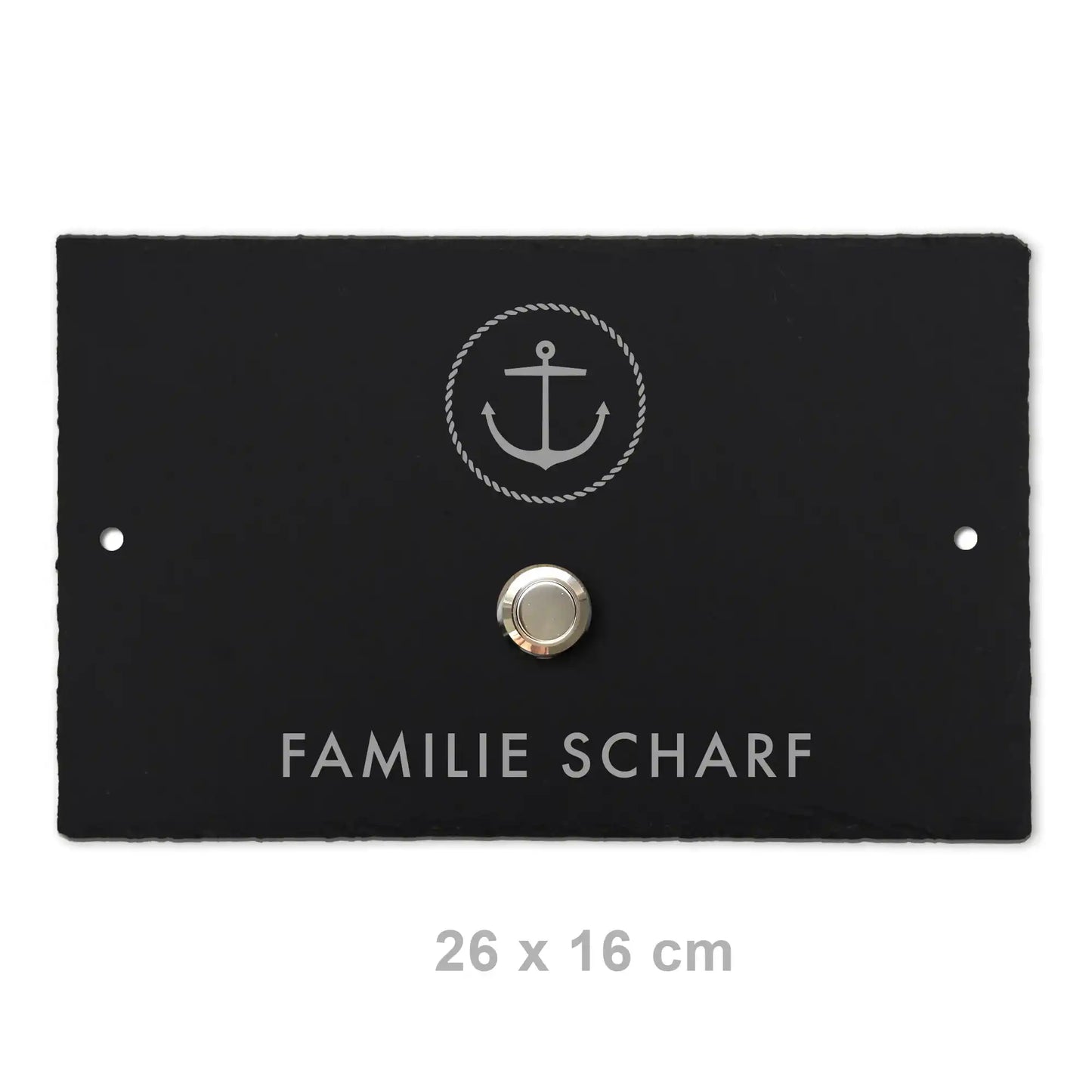 Klingelschild aus Schiefer - Motiv ANKER - Jeske Design