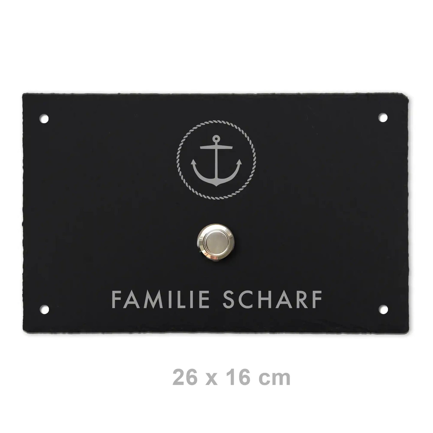 Klingelschild aus Schiefer - Motiv ANKER - Jeske Design