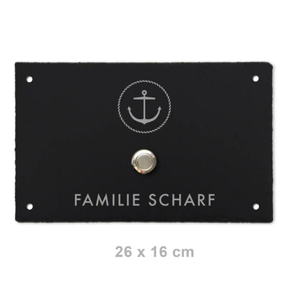 Klingelschild aus Schiefer - Motiv ANKER - Jeske Design