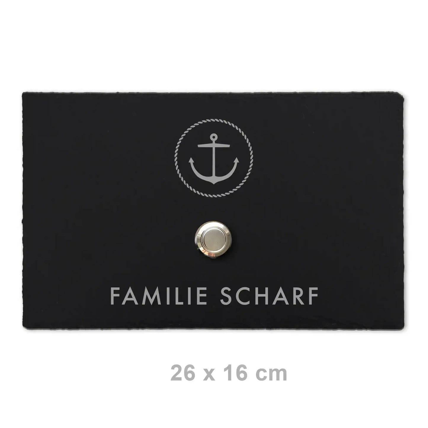 Klingelschild aus Schiefer - Motiv ANKER - Jeske Design