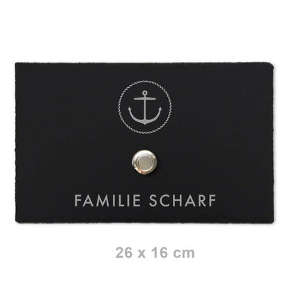 Klingelschild aus Schiefer - Motiv ANKER - Jeske Design