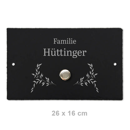 Klingelschild aus Schiefer - Motiv HÜTTINGER - Jeske Design