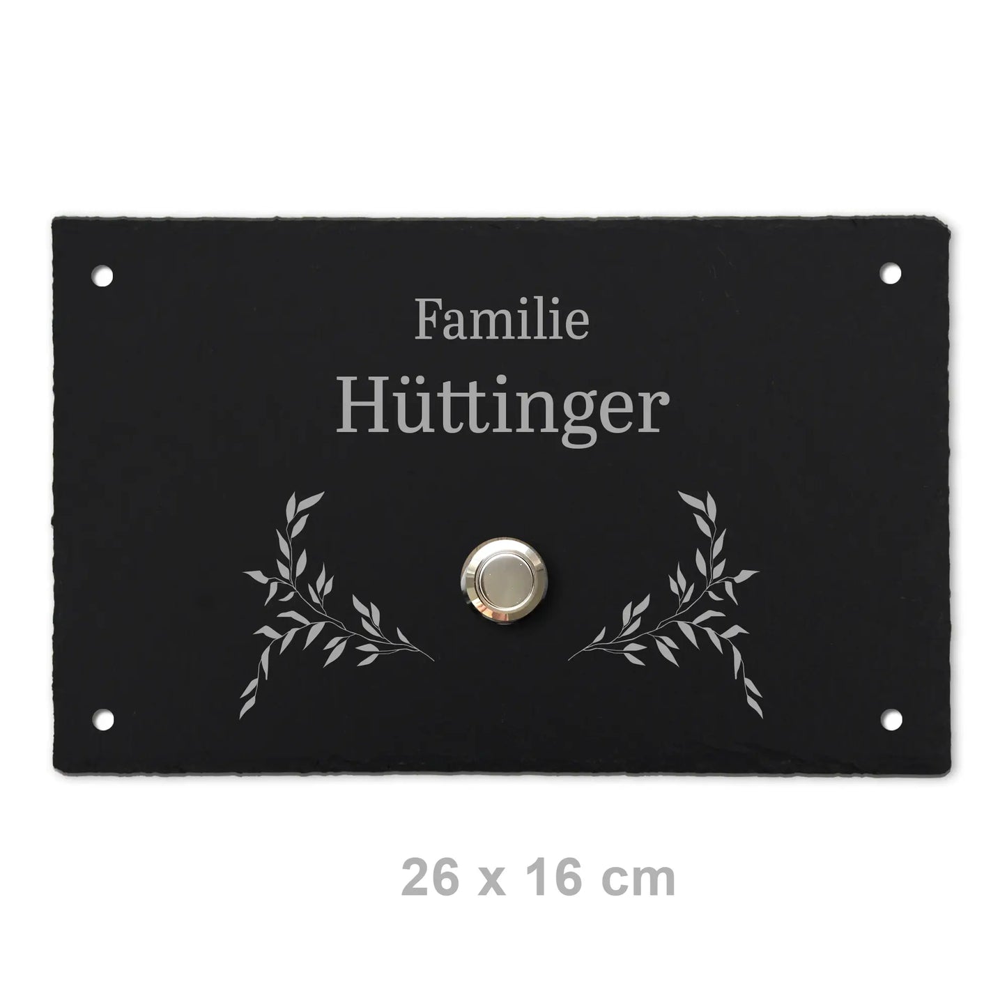 Klingelschild aus Schiefer - Motiv HÜTTINGER - Jeske Design