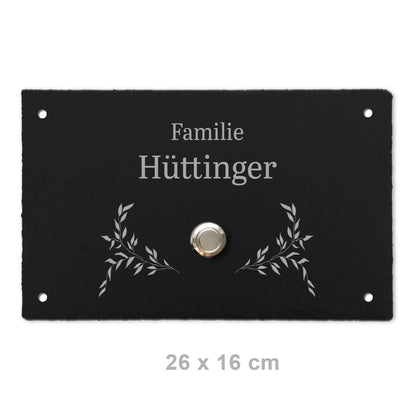 Klingelschild aus Schiefer - Motiv HÜTTINGER - Jeske Design