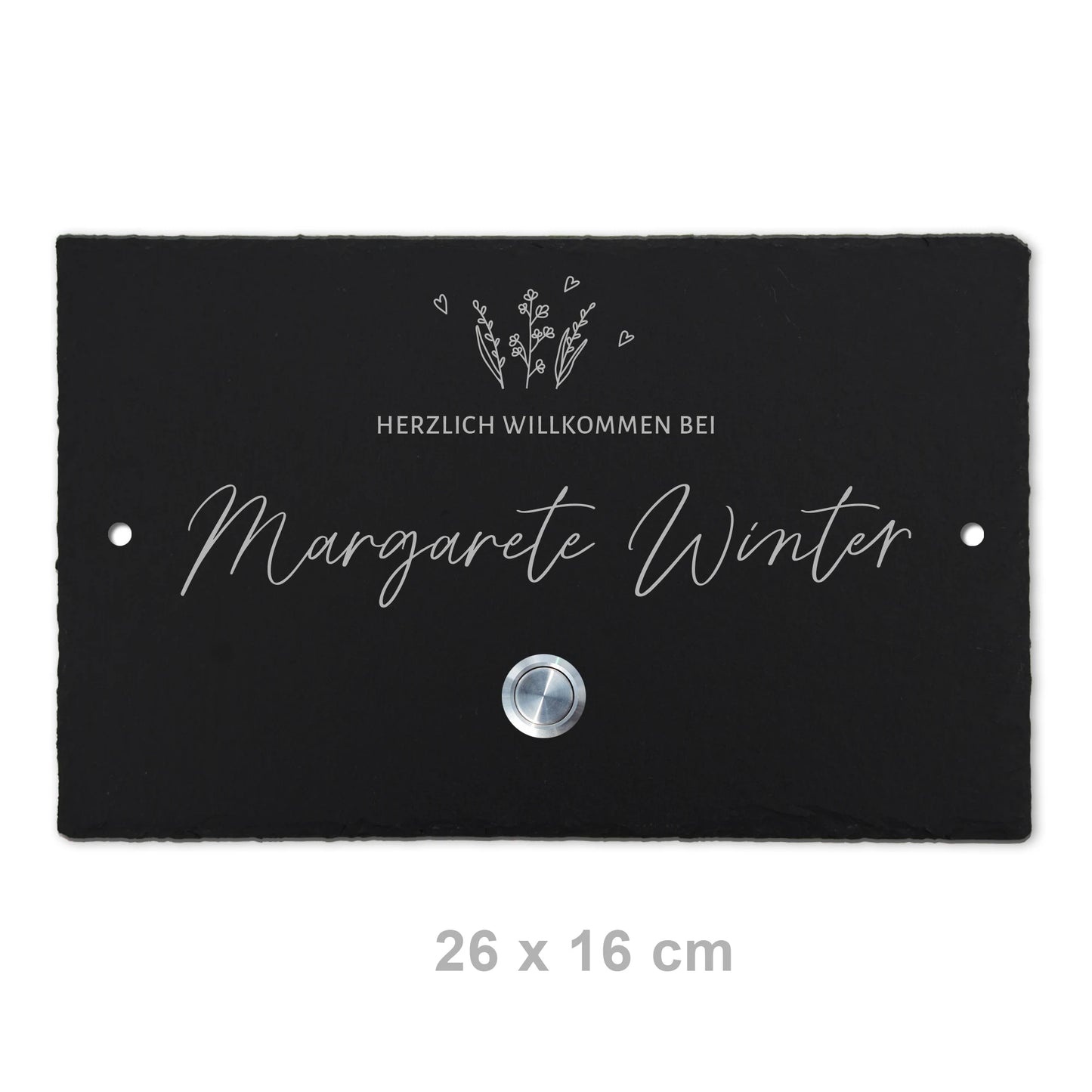 Klingelschild aus Schiefer - Motiv WIESE - Jeske Design