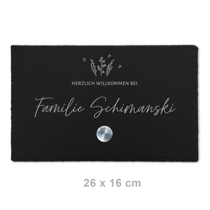 Klingelschild aus Schiefer - Motiv WIESE - Jeske Design