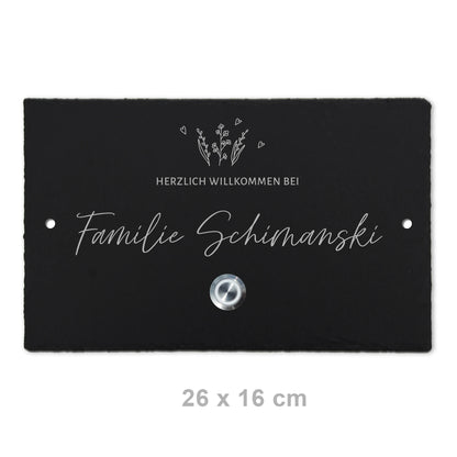 Klingelschild aus Schiefer - Motiv WIESE - Jeske Design