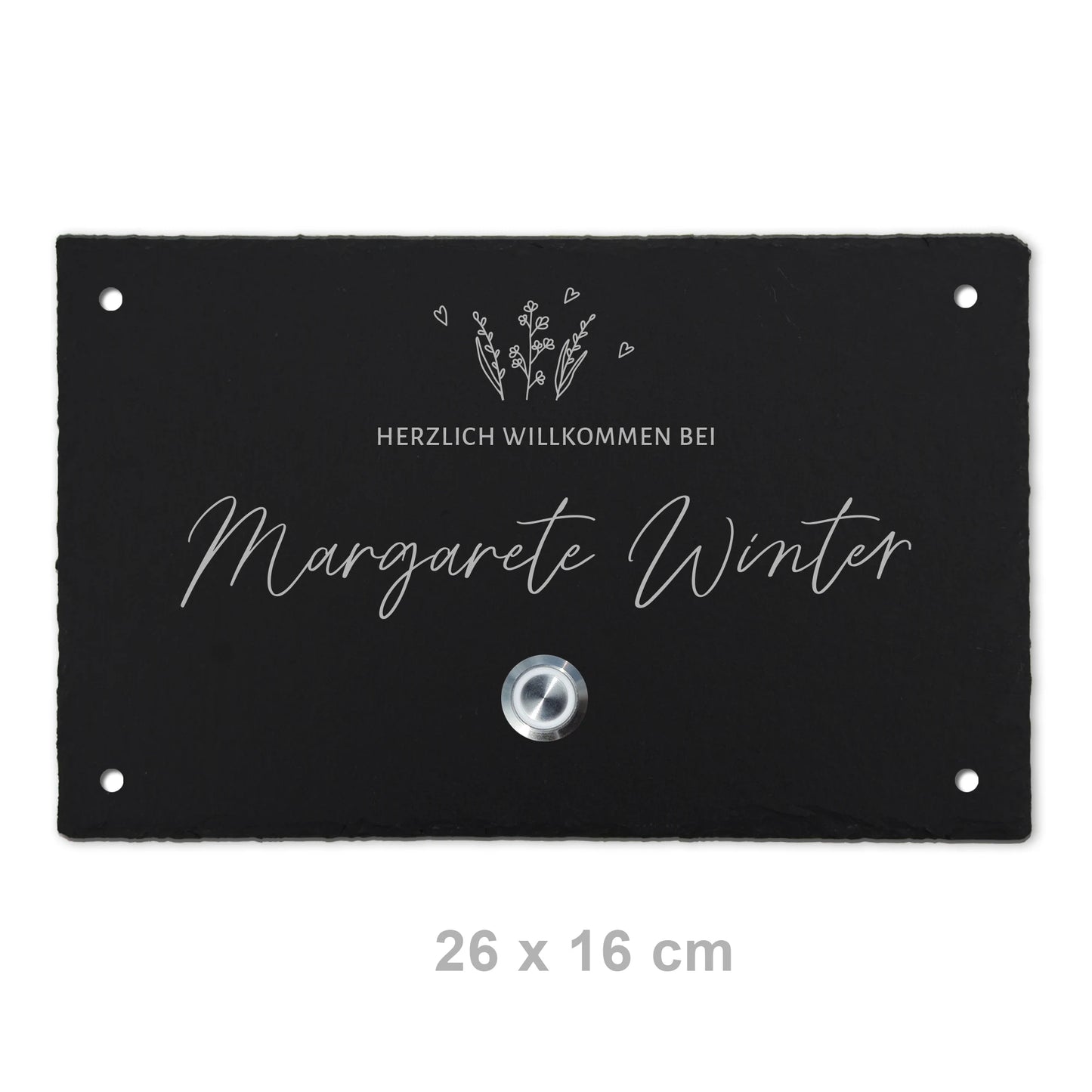 Klingelschild aus Schiefer - Motiv WIESE - Jeske Design