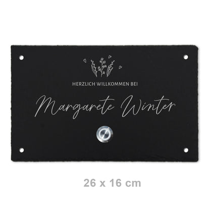 Klingelschild aus Schiefer - Motiv WIESE - Jeske Design