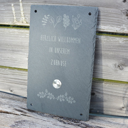 Klingelschild aus Schiefer - Motiv HARMS - Jeske Design