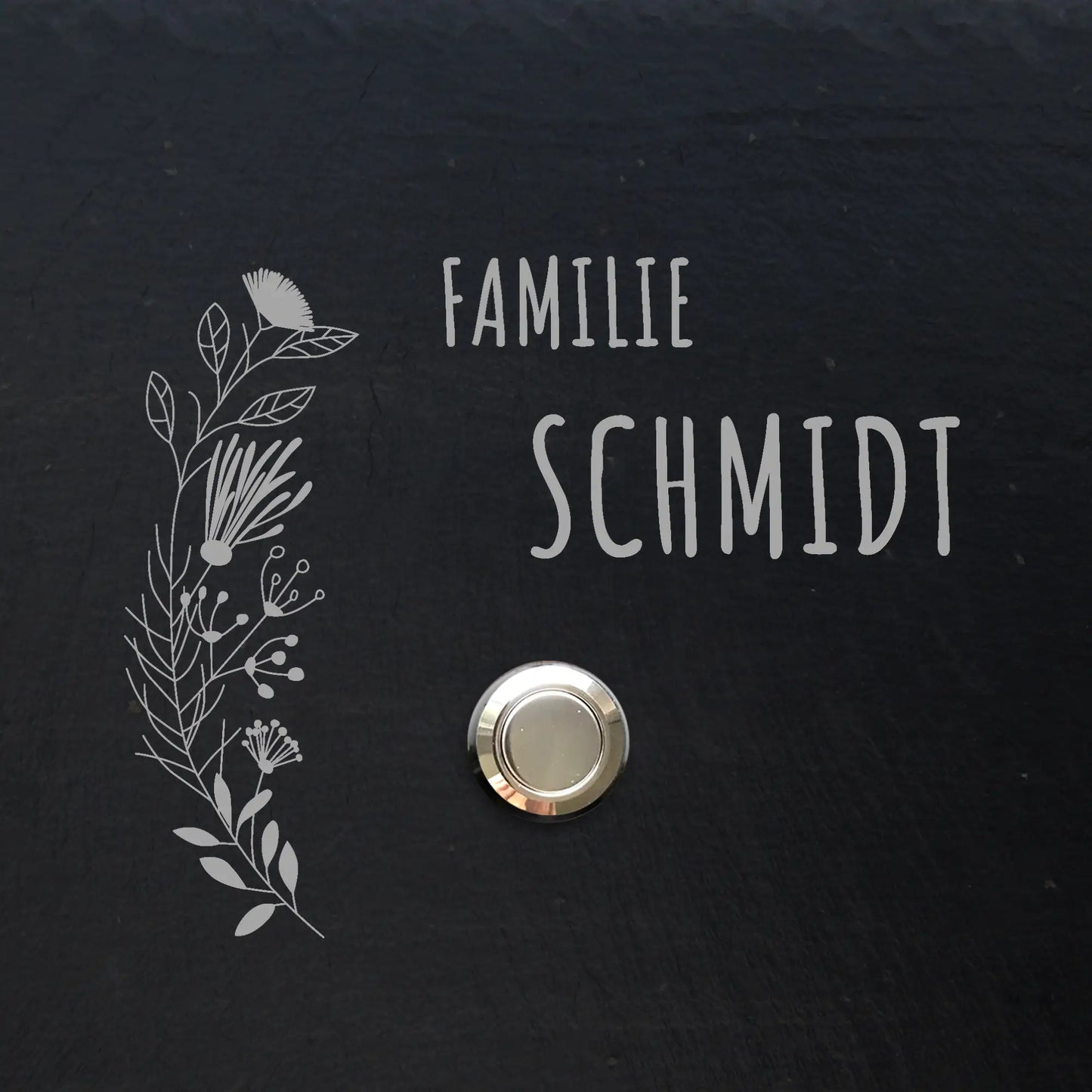 Klingelschild aus Schiefer - Motiv FLORALseite - Jeske Design