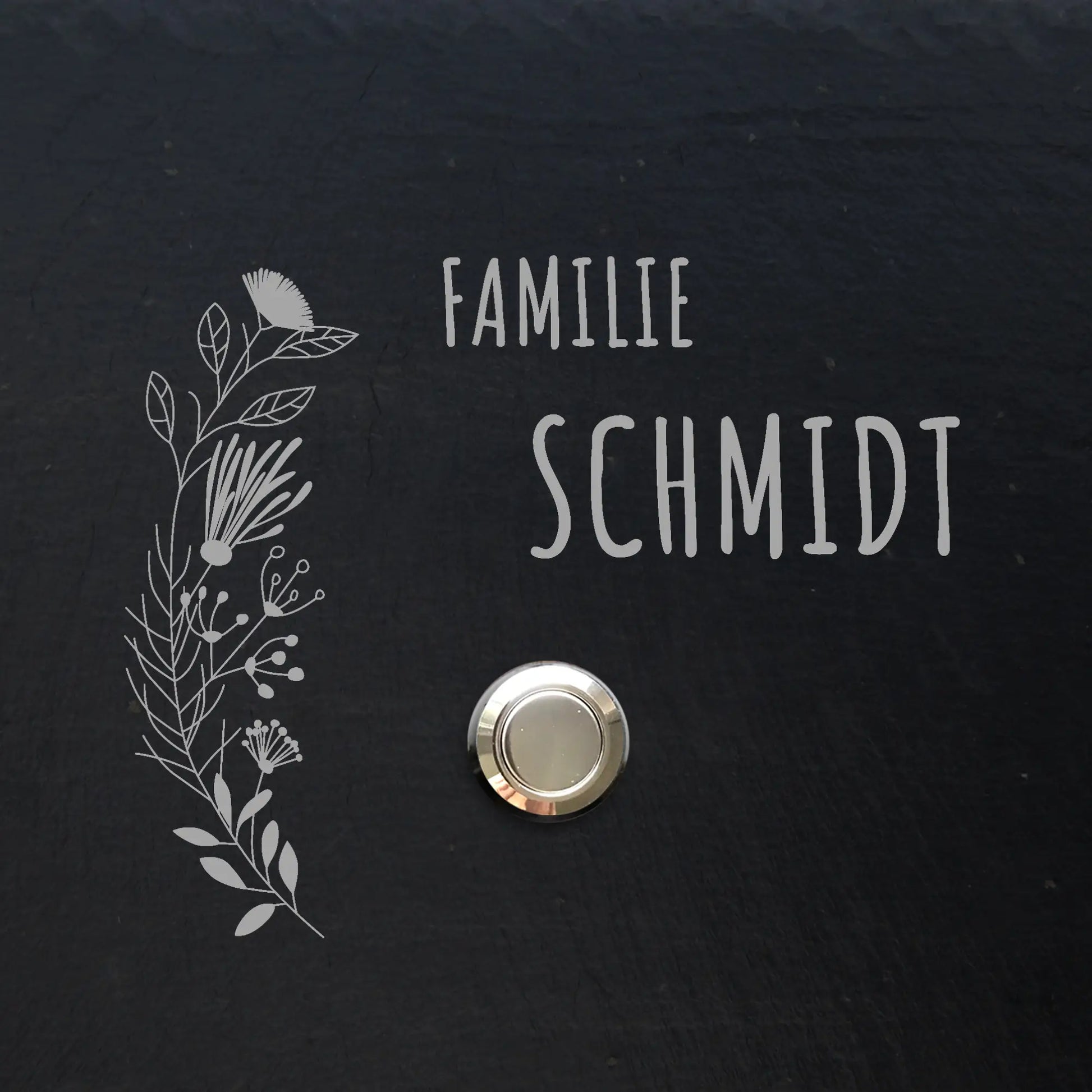 Klingelschild aus Schiefer - Motiv FLORALseite - Jeske Design
