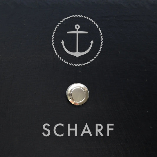 Klingelschild aus Schiefer - Motiv ANKER - Jeske Design