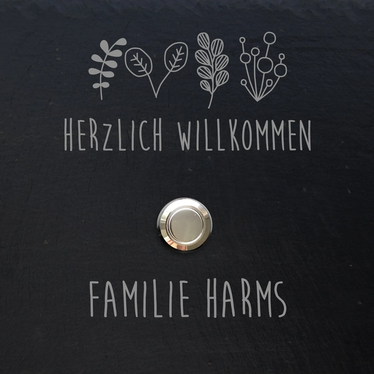 Klingelschild aus Schiefer - Motiv HARMS - Jeske Design