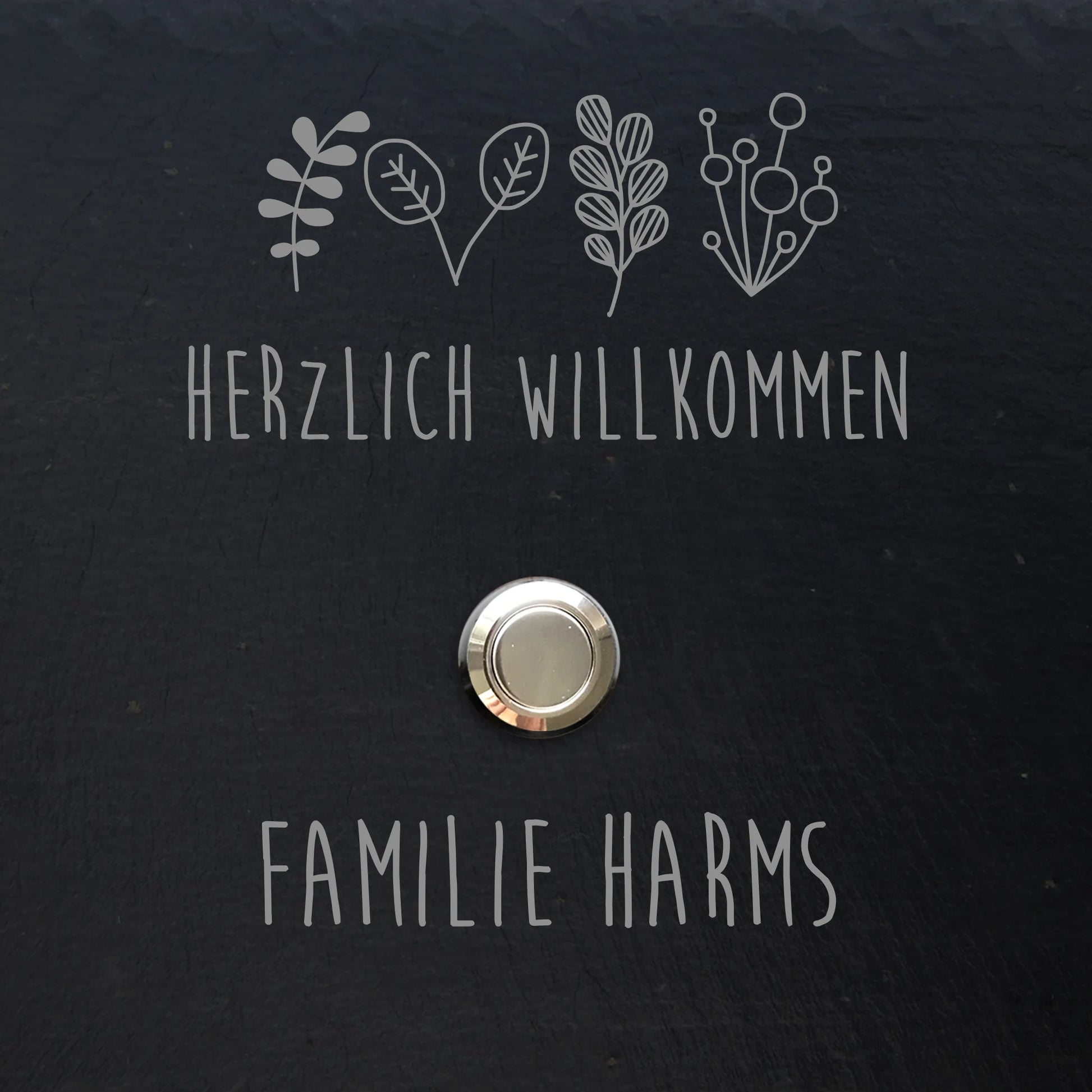 Klingelschild aus Schiefer - Motiv HARMS - Jeske Design